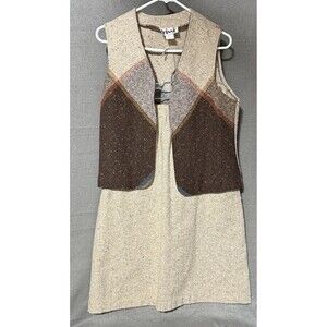 Vtg 60s 70s Trissi Tweed Wool Blend Plaid Vest Skirt Set 14/medium Pockets
